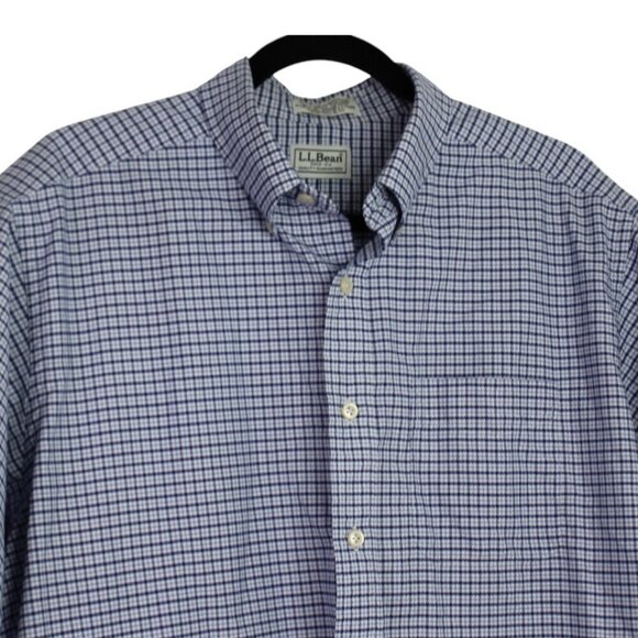 L.L Bean Men’s Button Down Blue Plaid Short Sleeve Shirt - Picture 3 of 7